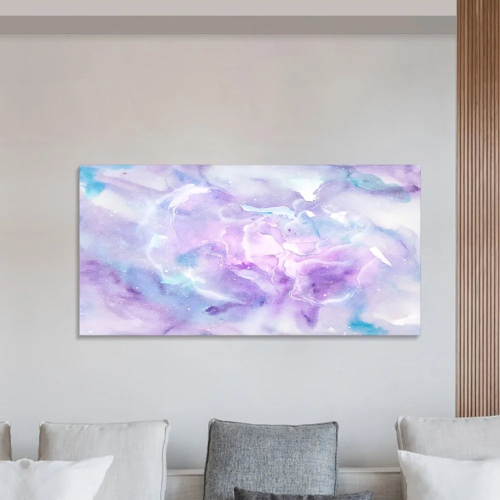 Abstract Romantic Canvas Wall Art Watercolor Fantasy Prints in Pink Purple and Blue Modern Decor 1.5 Inches Thick