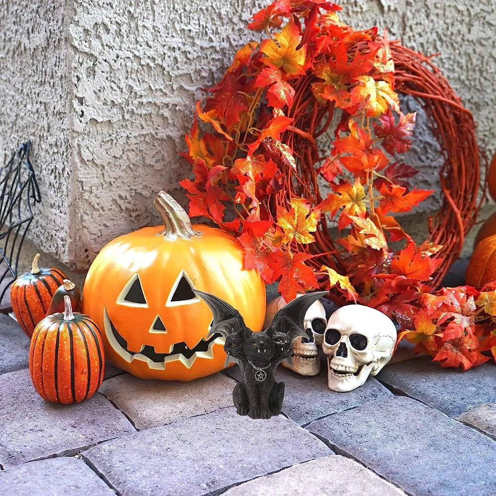 Halloween Decoration Three Head Cat Home Decor Resin Black Cat Tabletop Ornaments Dark Cat Statues for Party Decor