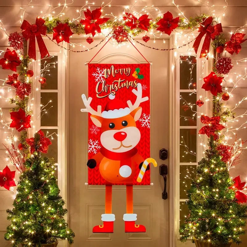 2025 Christmas Hanging Flag Banner For Door Decorations
