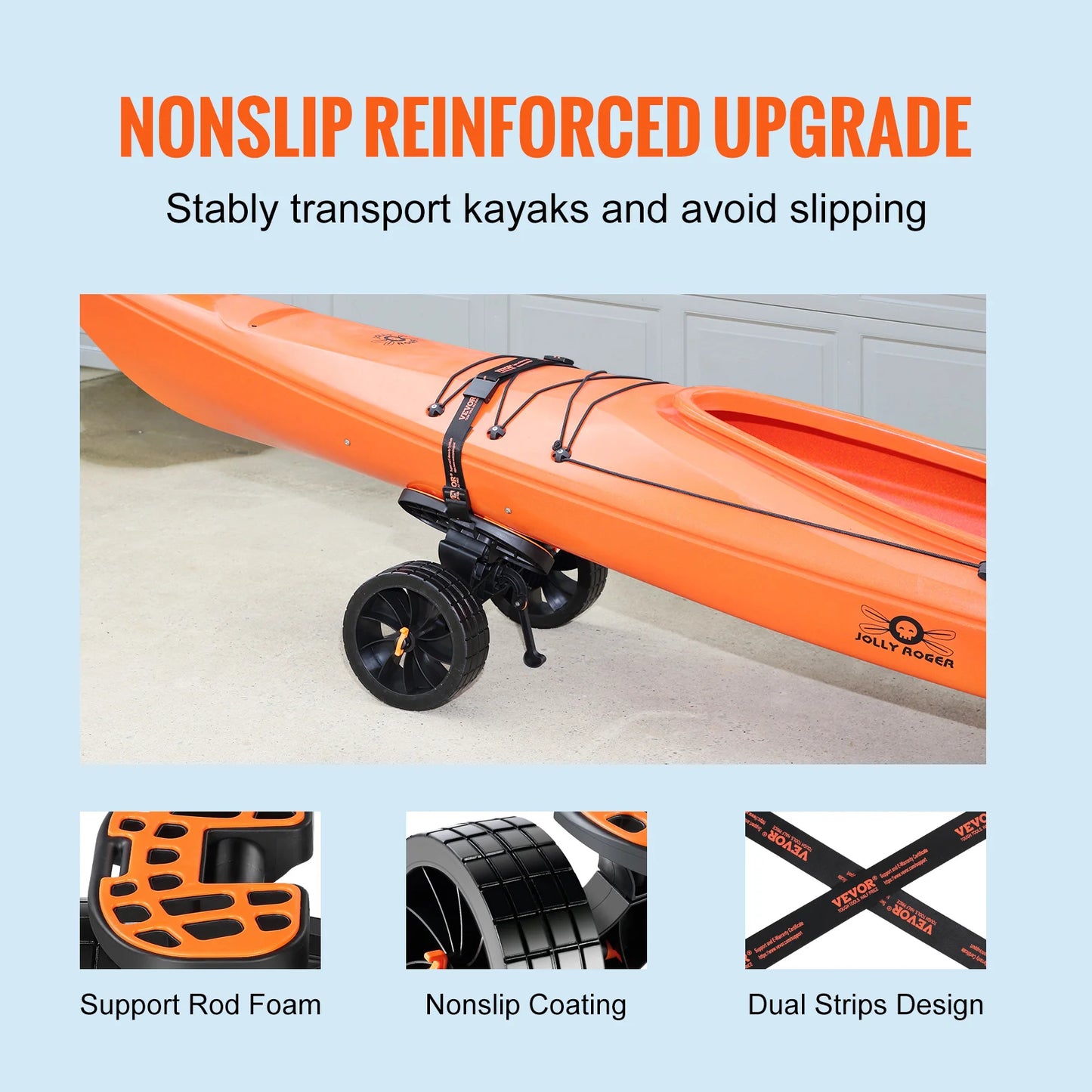 SucceBuy 320lbs Kayak Cart Detachable Trolley 10 Inch Tires