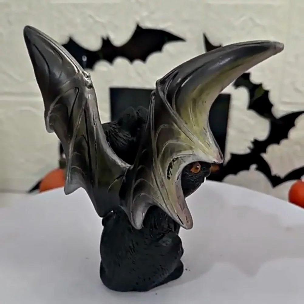 Halloween Decoration Three Head Cat Home Decor Resin Black Cat Tabletop Ornaments Dark Cat Statues for Party Decor