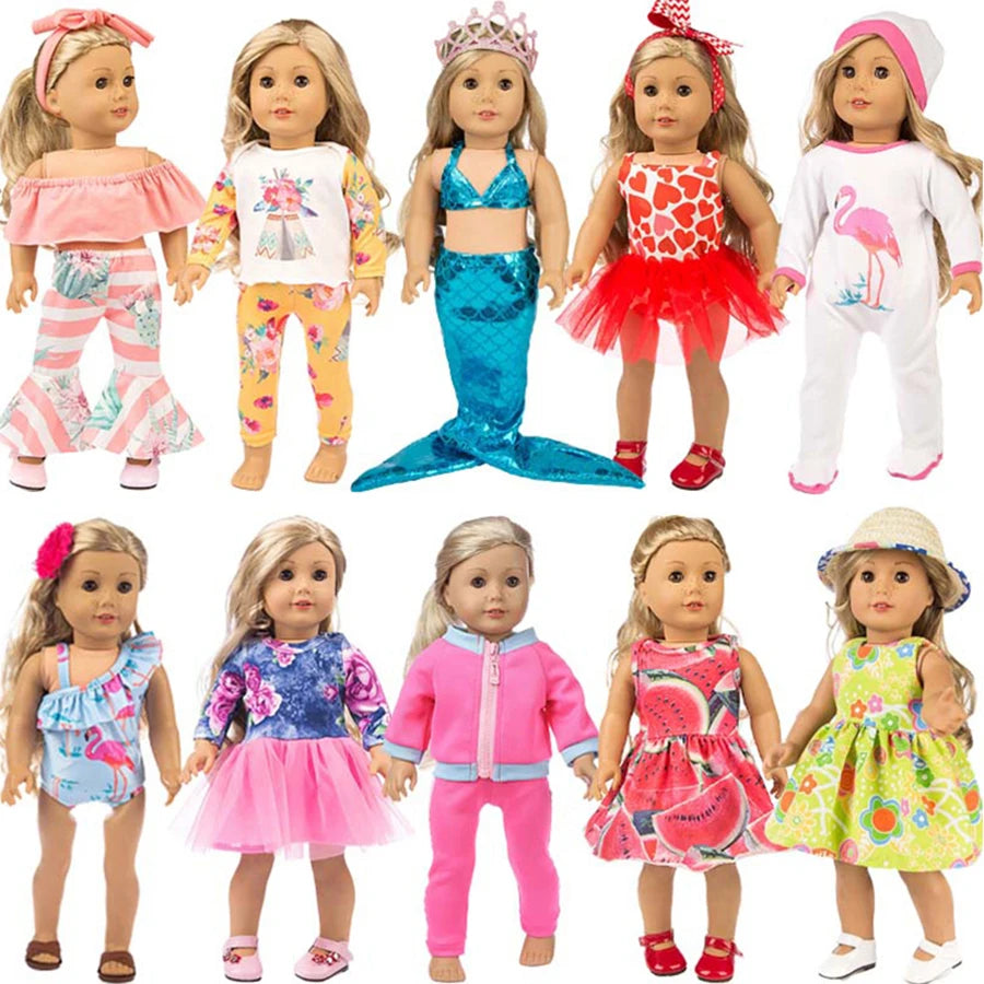 Doll Clothes Mermaid Tail Set Dress Shoes for 18 Inch Dolls