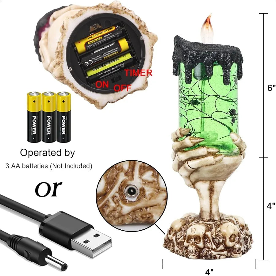 Halloween Spooky Snow Globe Candles Lighted USB Powered