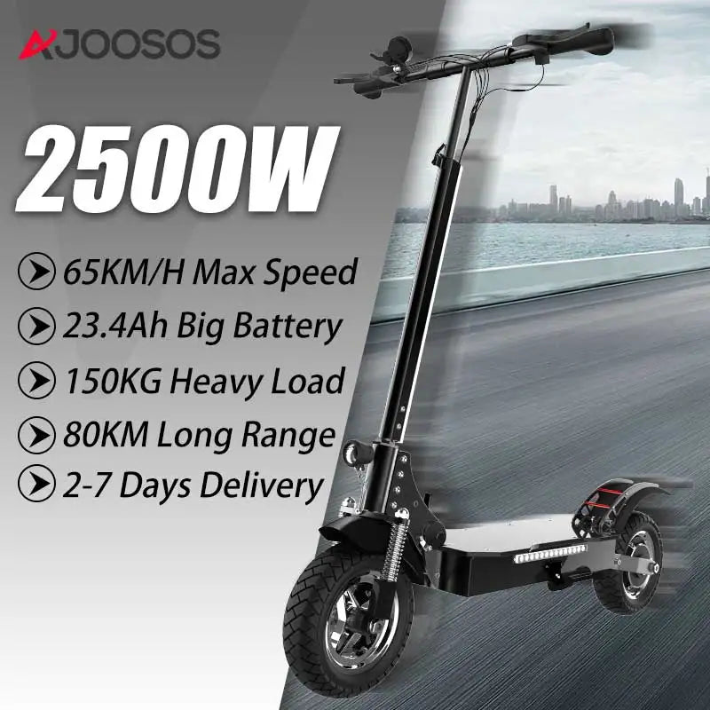 Ajoosos 2500W Electric Adult Scooter 10in Tires 60 To 80km