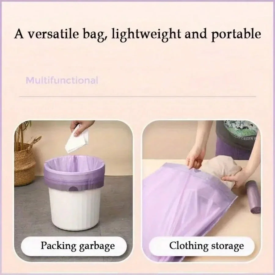 100 Pack Degradable Drawstring Trash Bags Party Purple Household