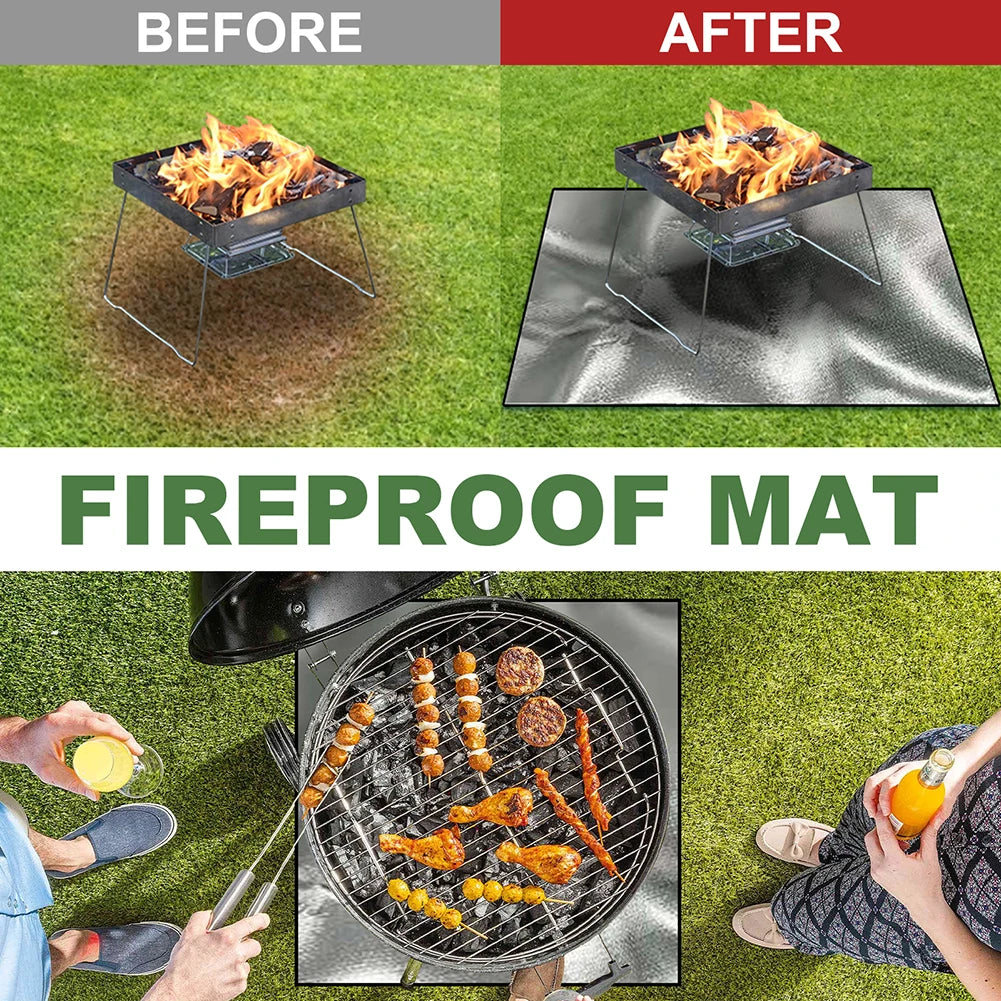 100cm Square Griddle BBQ Mat 3 Layer Fire Retardant Outdoor
