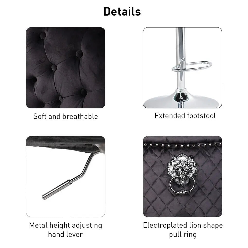LUVODI Luxury Velvet Bar Stool With 360 Swivel Gas Lift