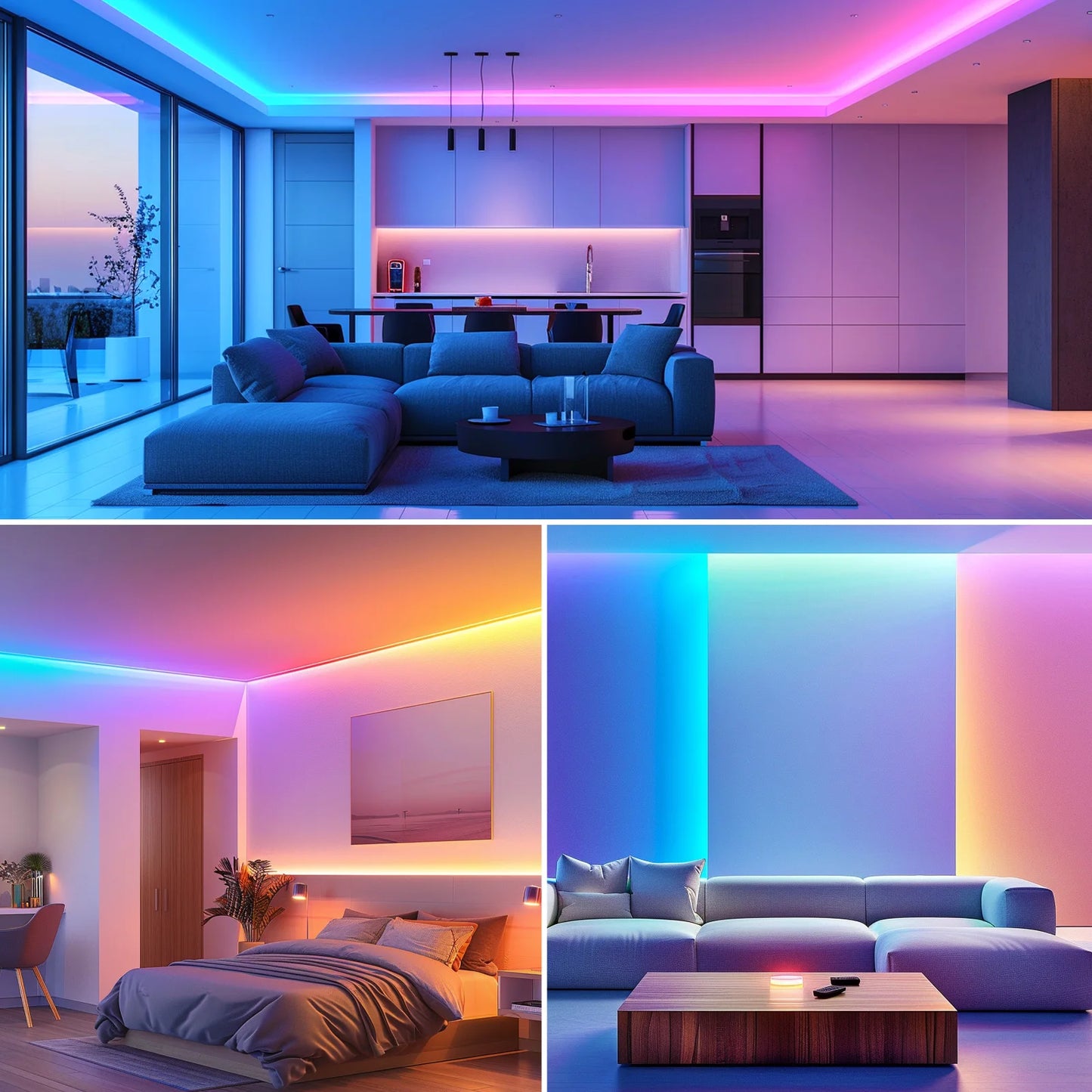 25ft 50ft 100ft 130ft Smart LED Light Strip Color Changing RGB with Built in Microphone for Music Rhythm