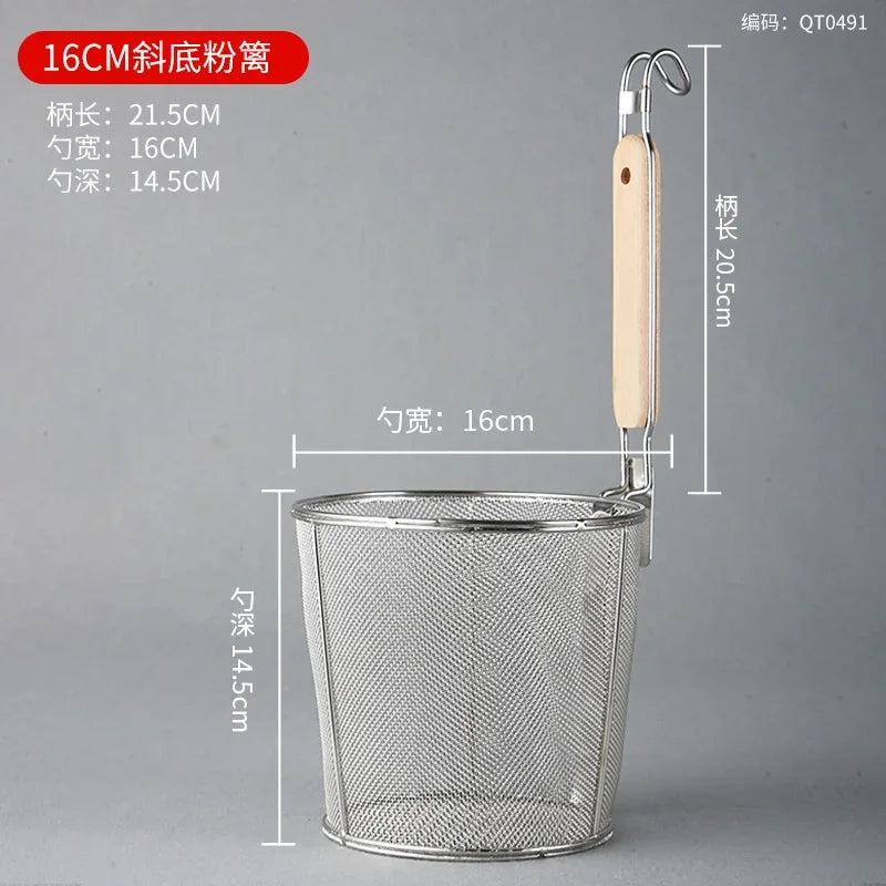 Stainless Steel Colander With Wooden Handle Mesh Strainer