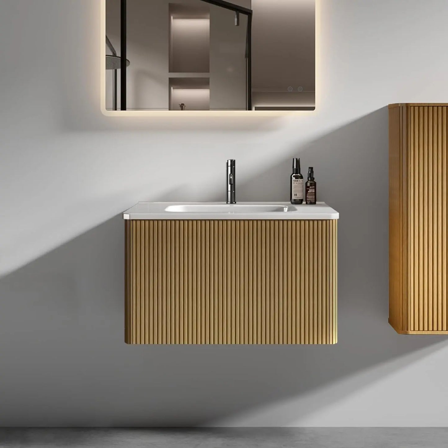 Floating Wall Mounted Bathroom Vanity With Sink And Storage