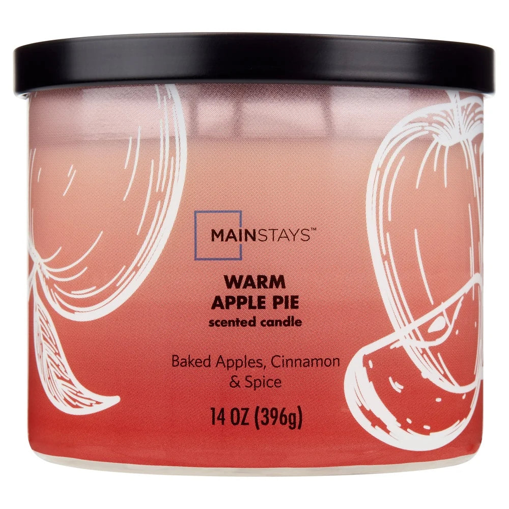 Three Wick Scented Candle Warm Apple Pie Paraffin Blend Wax