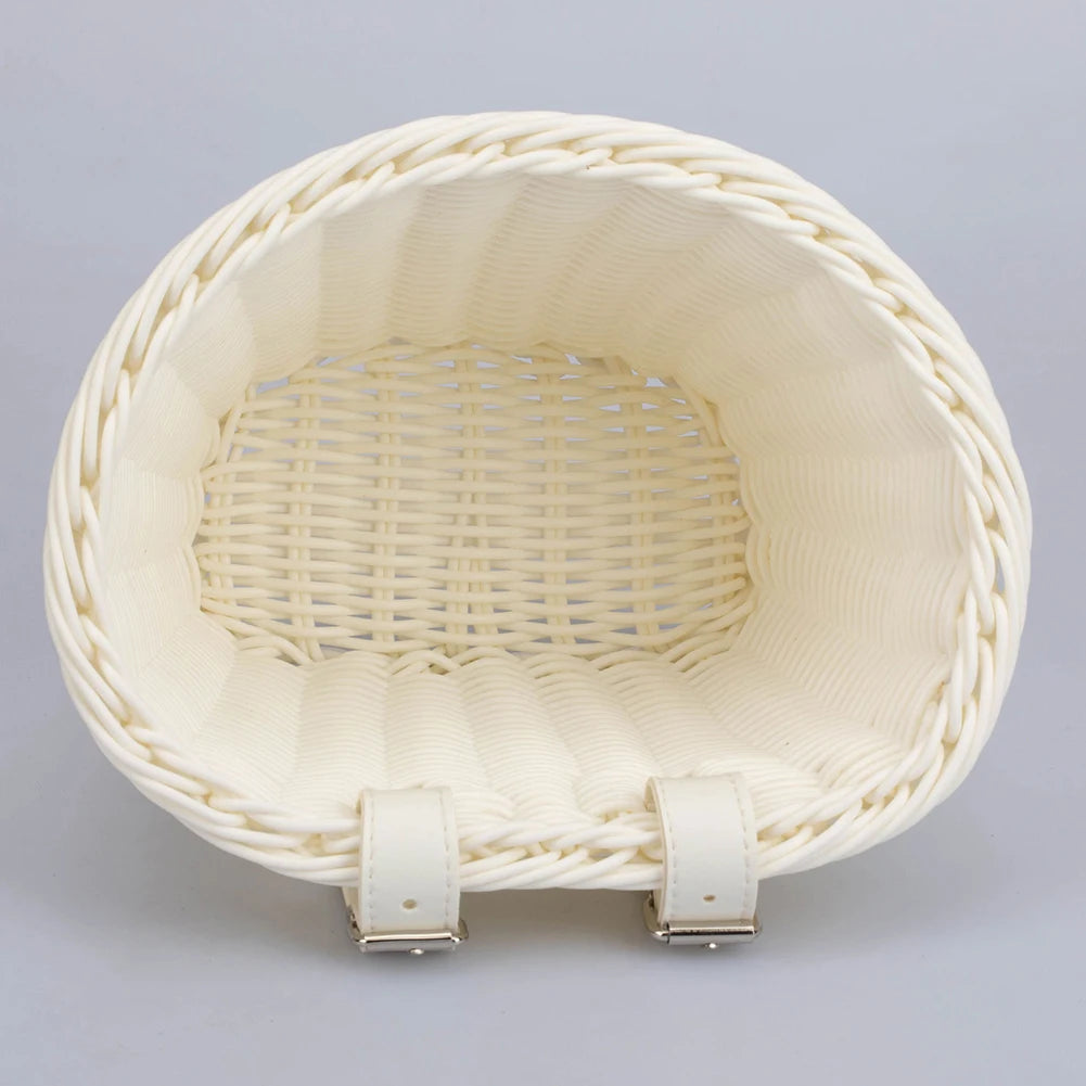 Rattan Bike Basket Front Handlebar Waterproof Handwoven