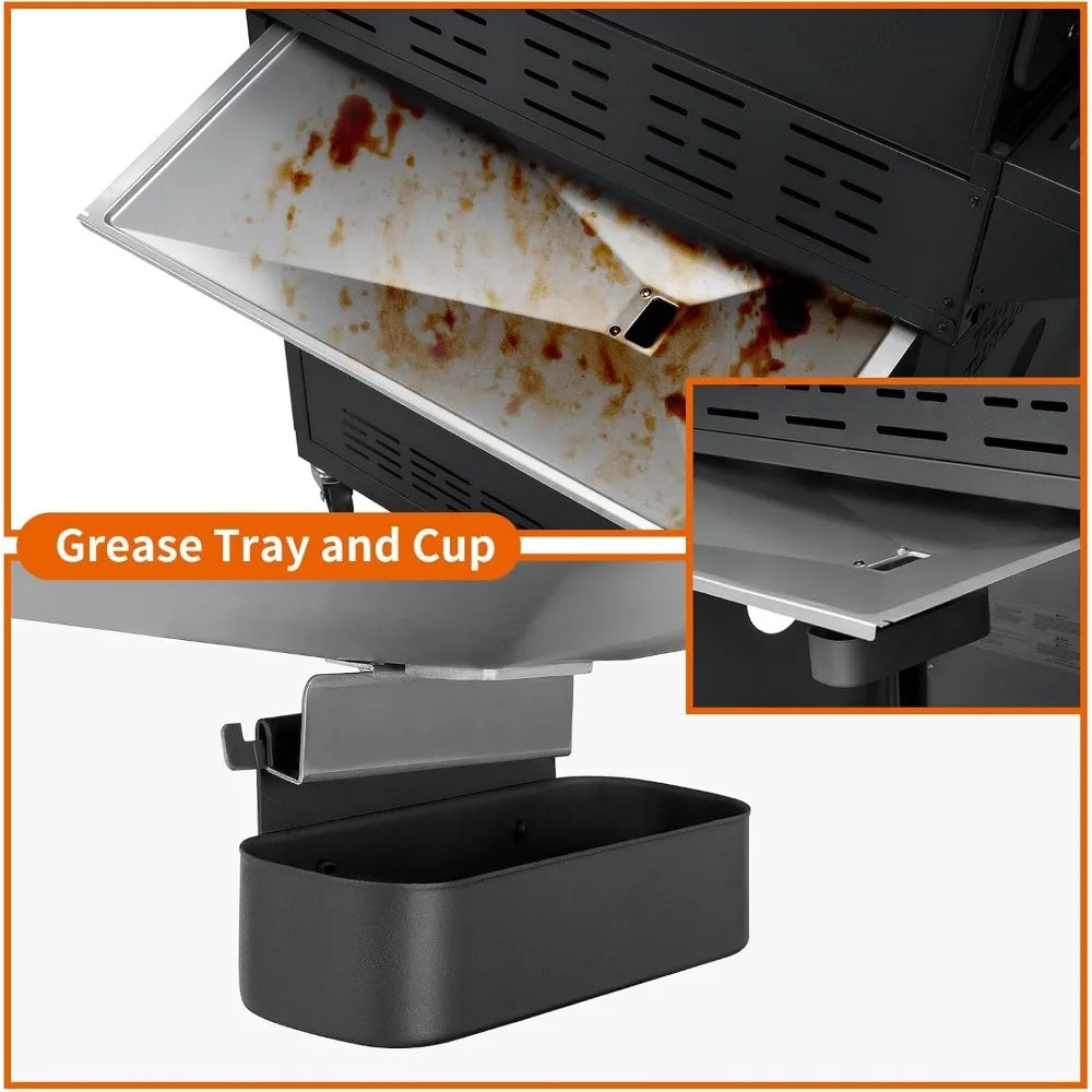 Led 4 Burner Gas Bbq Grill With Side Burner Led Knob Porcelain Enameled Cast Iron Grates 60000 Btu Stainless Steel