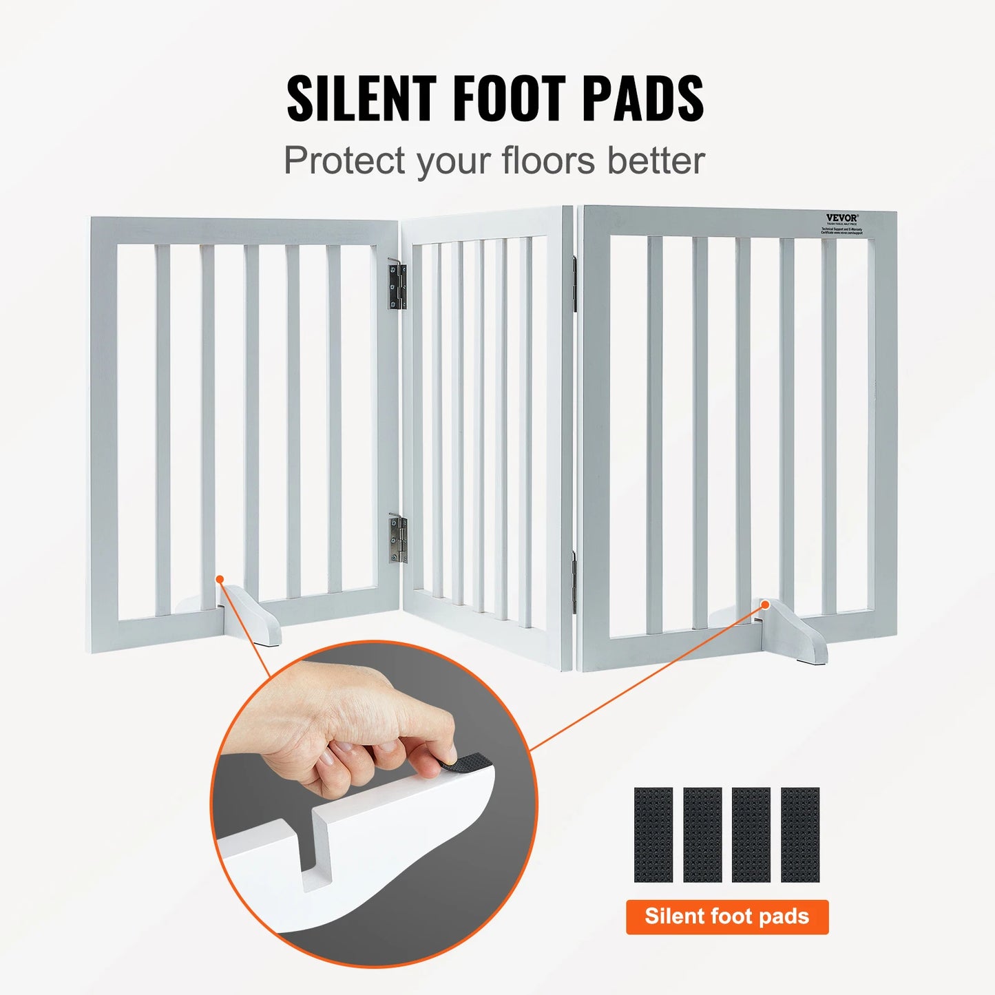 SucceBuy Free Standing Dog Gate Foldable 3 Panel Pet Barrier for Narrow Passageways White