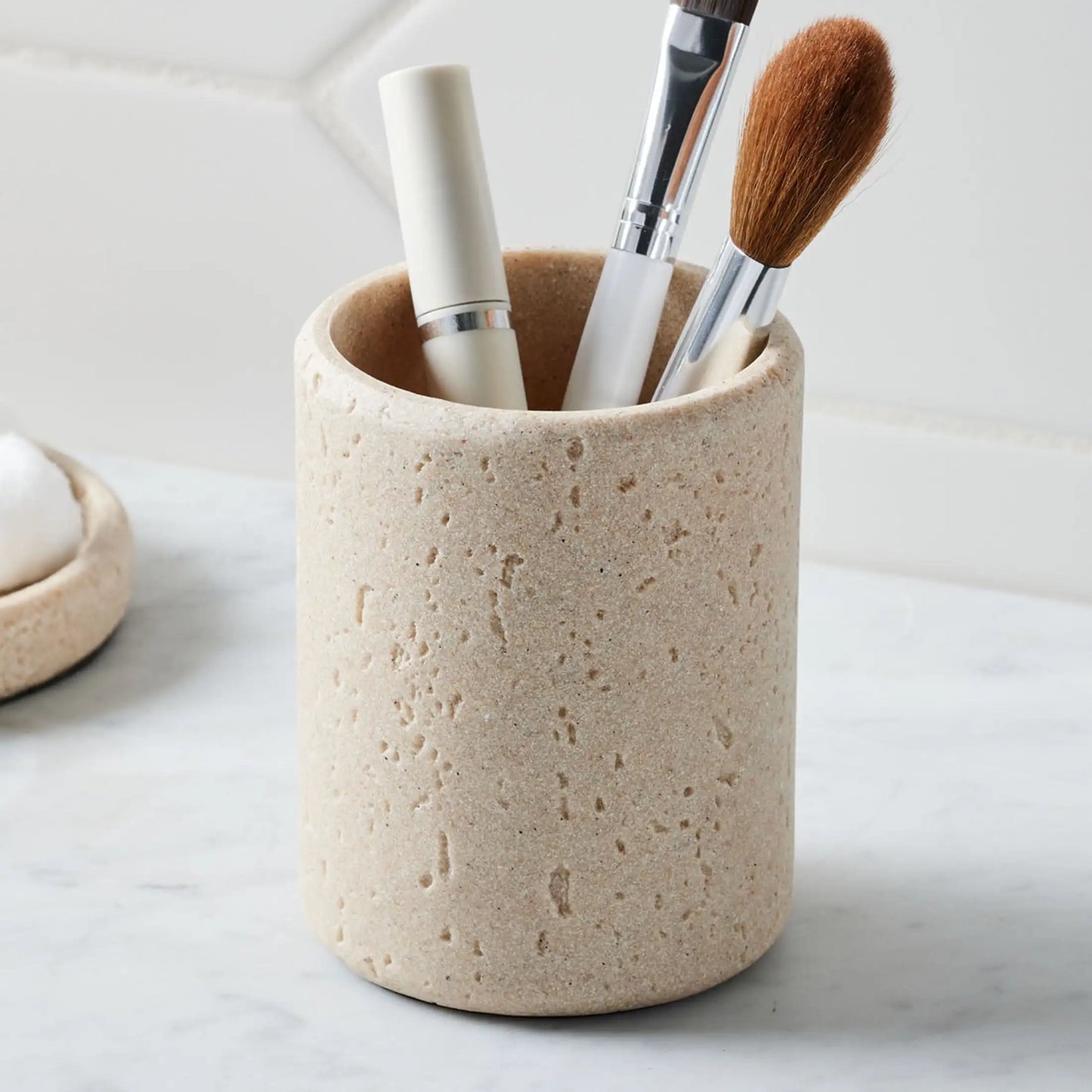 Faux Stone Toothbrush Holder Ceramic Cup Toothpaste Organizer