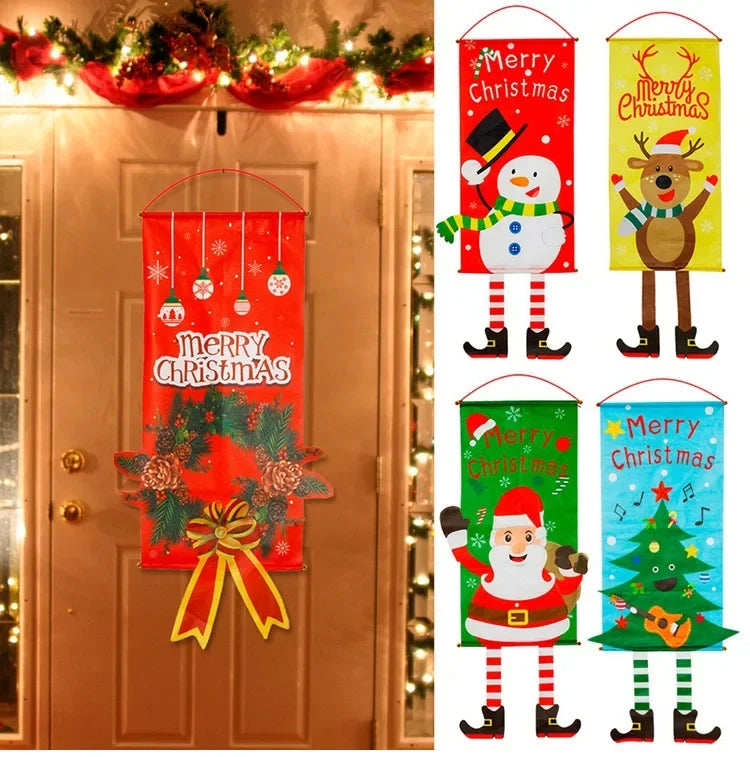 2025 Christmas Hanging Flag Banner For Door Decorations