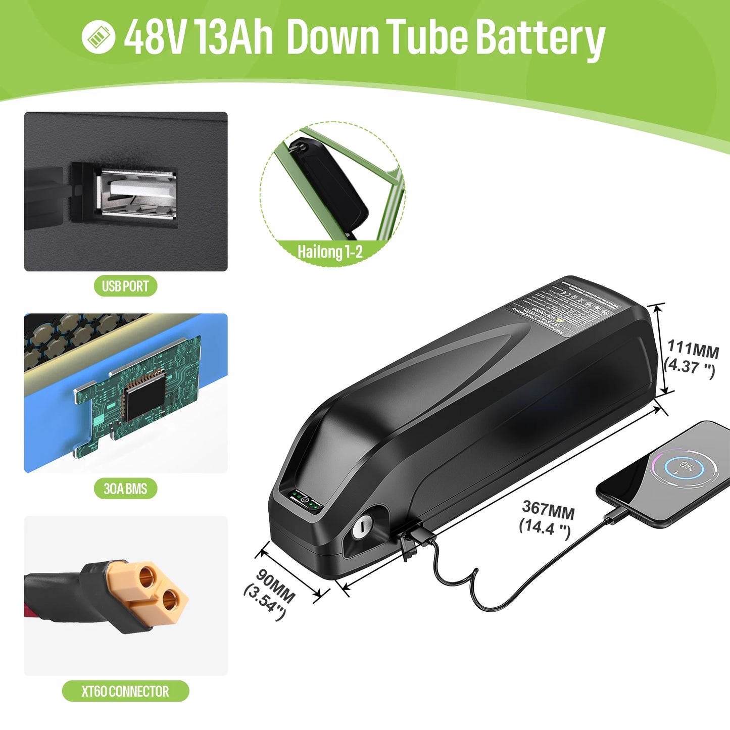 Ebike Battery 48V Lithium Pack For Bafang Tongsheng