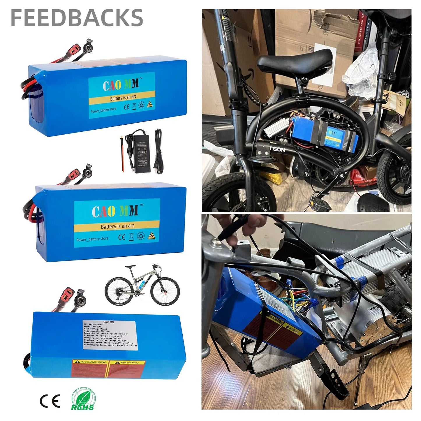 48V Ebike Battery 8Ah 10Ah 14Ah 20Ah 30Ah for 200 to 2000W