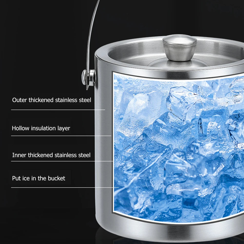 Double Wall Stainless Steel Insulated Ice Bucket With Lid