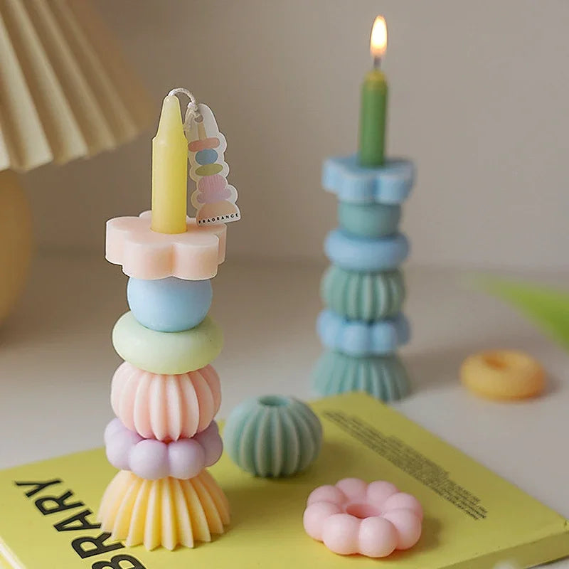 Stackable Geometry Scented Soy Wax Candles For Weddings