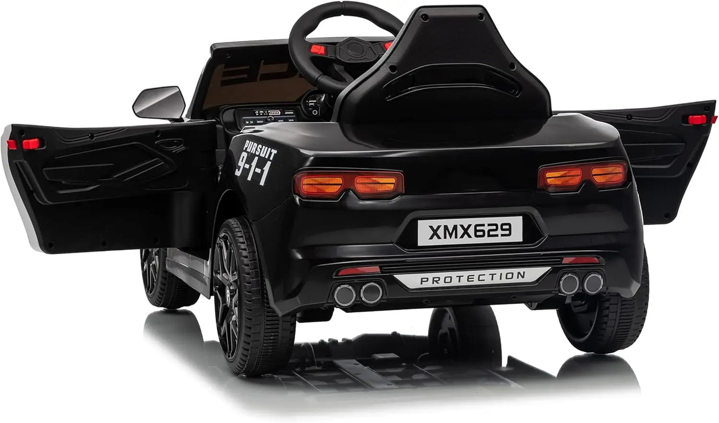 12V Police Ride On Car For Kids With Remote Control Lights Tones Music