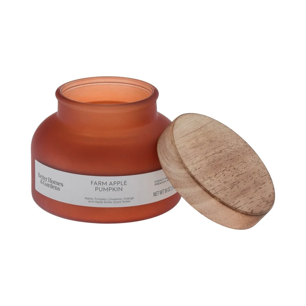 Apple Pumpkin Scented 2 Wick Frosted Jar Candle 18 Ounce