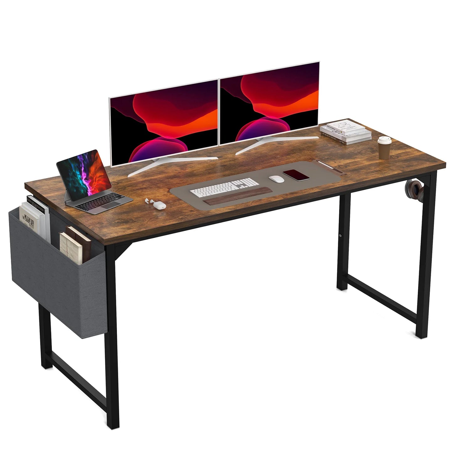 JHK Computer Desk Study Table With Side Bag And Headphone Hook Easy Assembly