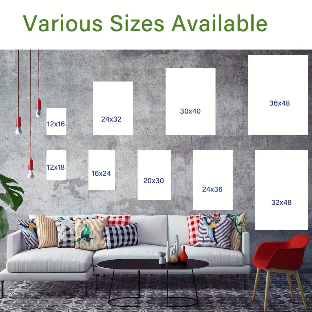 Framed Canvas Wall Decoration Paintings of Flowers Trees and Moon with 1.5 Inch Thick Pine Solid Wood Frame