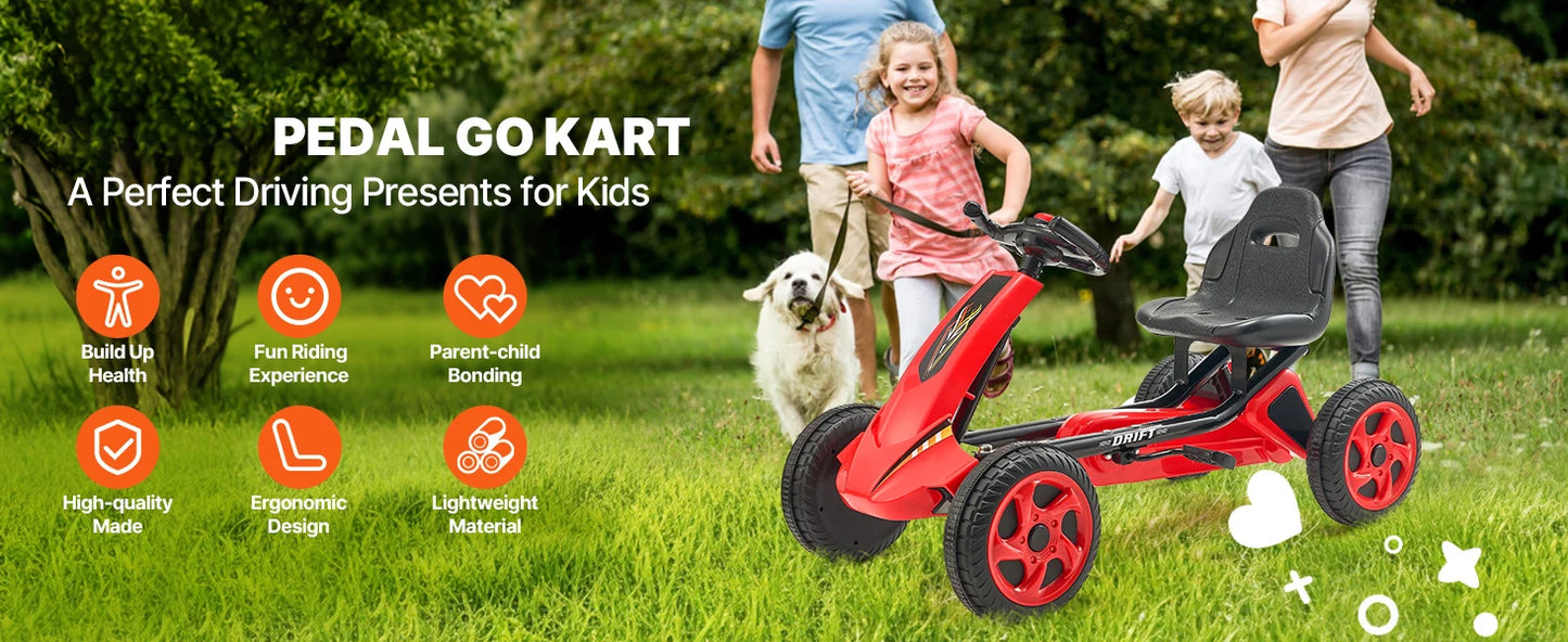 SucceBuy 66lbs Kids Pedal Go Kart 4 Wheel Off Road Racer