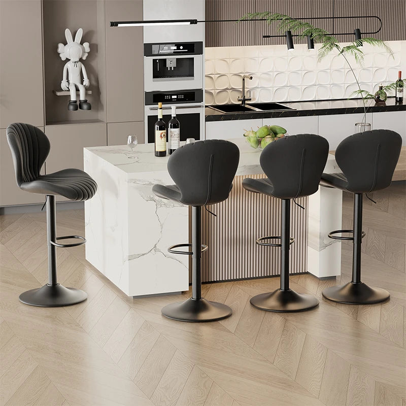 Modern Dining Chair Set 2 Pieces Bar Stools With Backrest