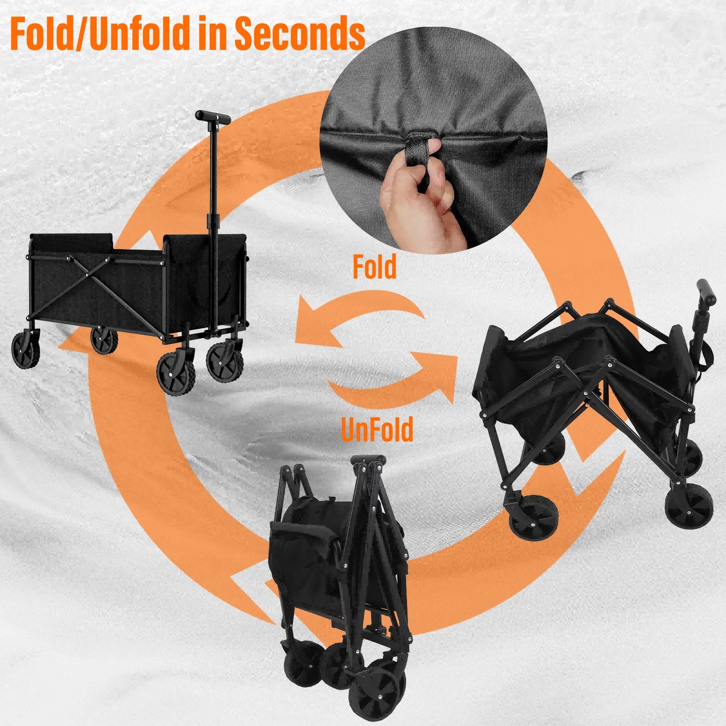 Eco Friendly Garden Handcart with Four Foldable Wheels