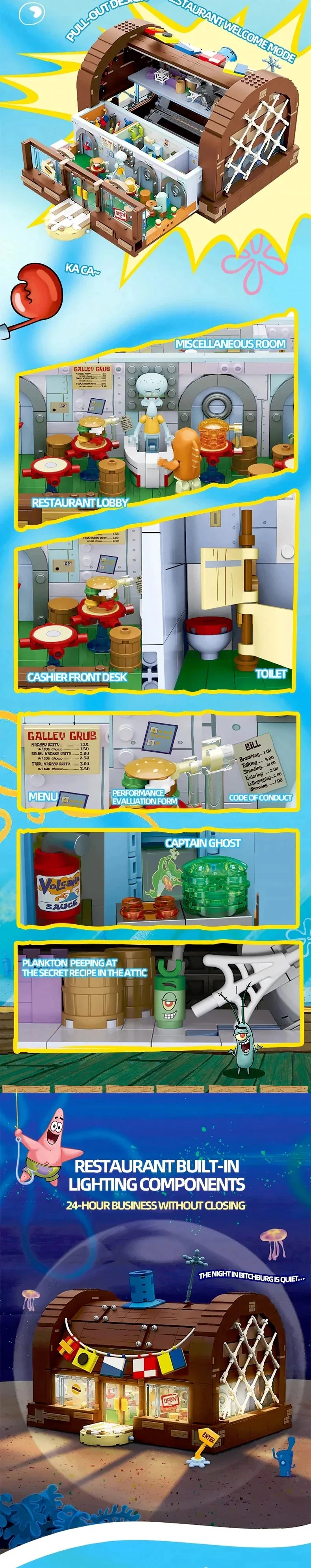 SpongeBob Patrick Star Krusty Krab Light Blocks Set