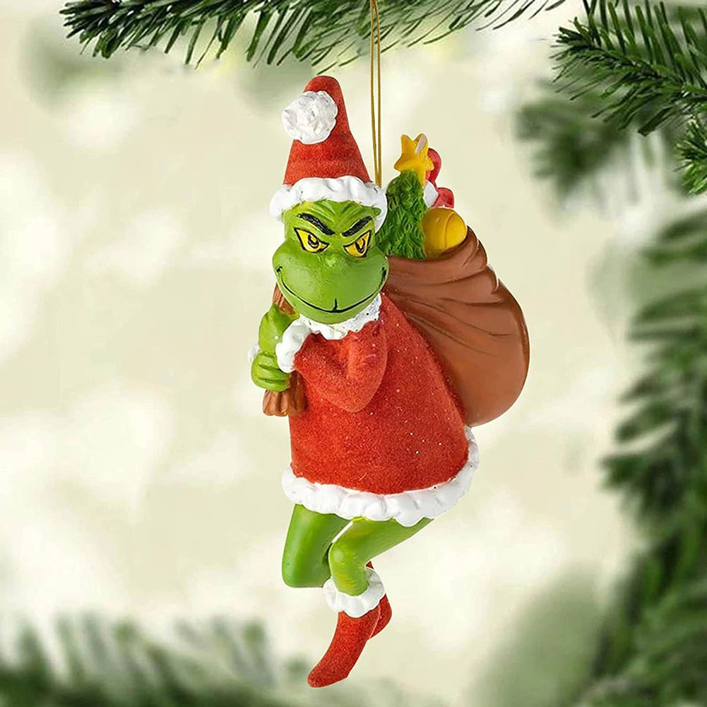 18 Pcs 2D Green Monster Xmas Tree Ornaments Party Decor