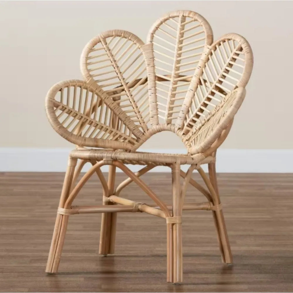 Natural Brown Rattan Accent Side Chair for Patio Backyard Pool Indoor