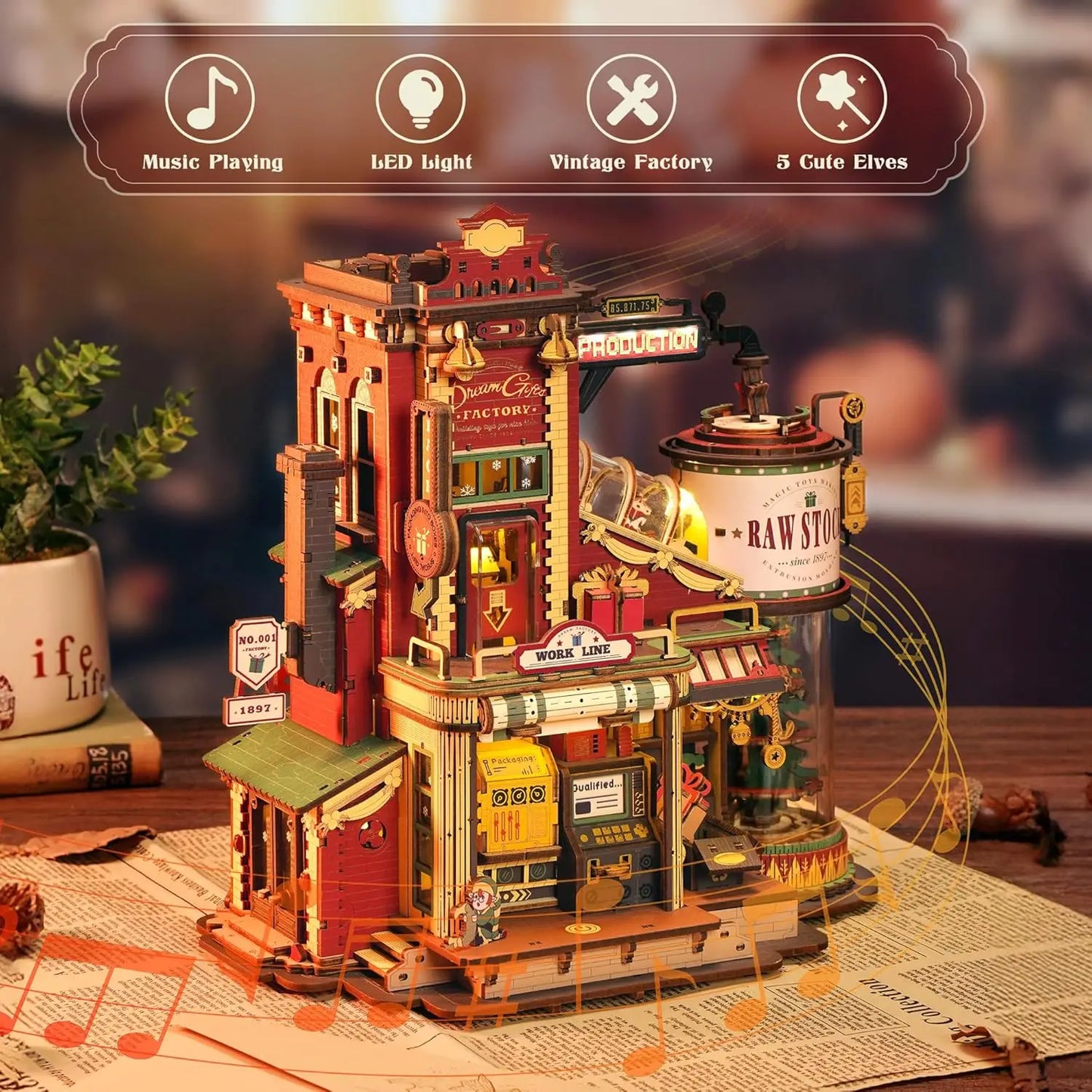 Robotime Rokr Wooden Music Box Dream Gift Factory 3D Kit