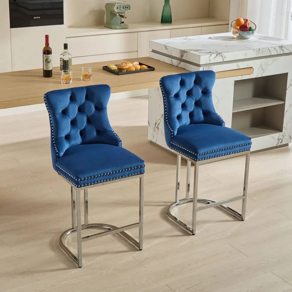 25 Inch Counter Height Velvet Bar Stools Set Of 2 Modern