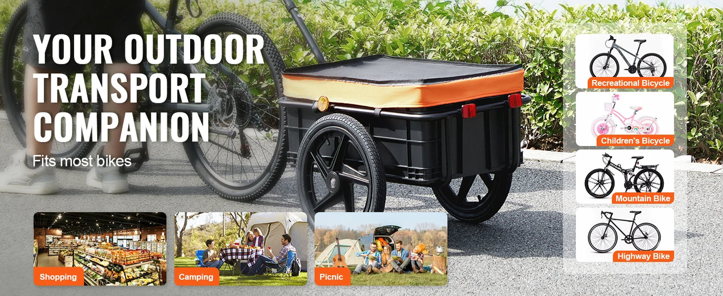 SucceBuy 88Lbs Bike Cargo Trailer Foldable With 16in Wheels