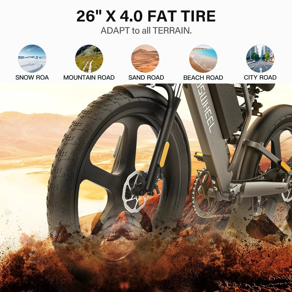 Coswheel T26 Electric Bike 26 Inch Fat Tire Ebike 1500W