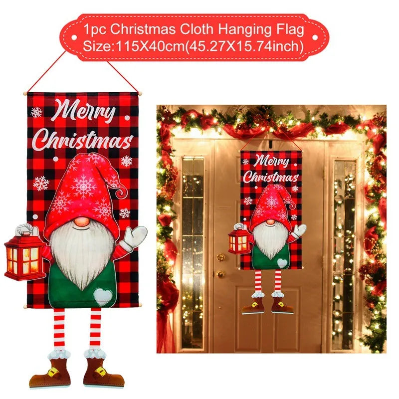 2025 Christmas Hanging Flag Banner For Door Decorations