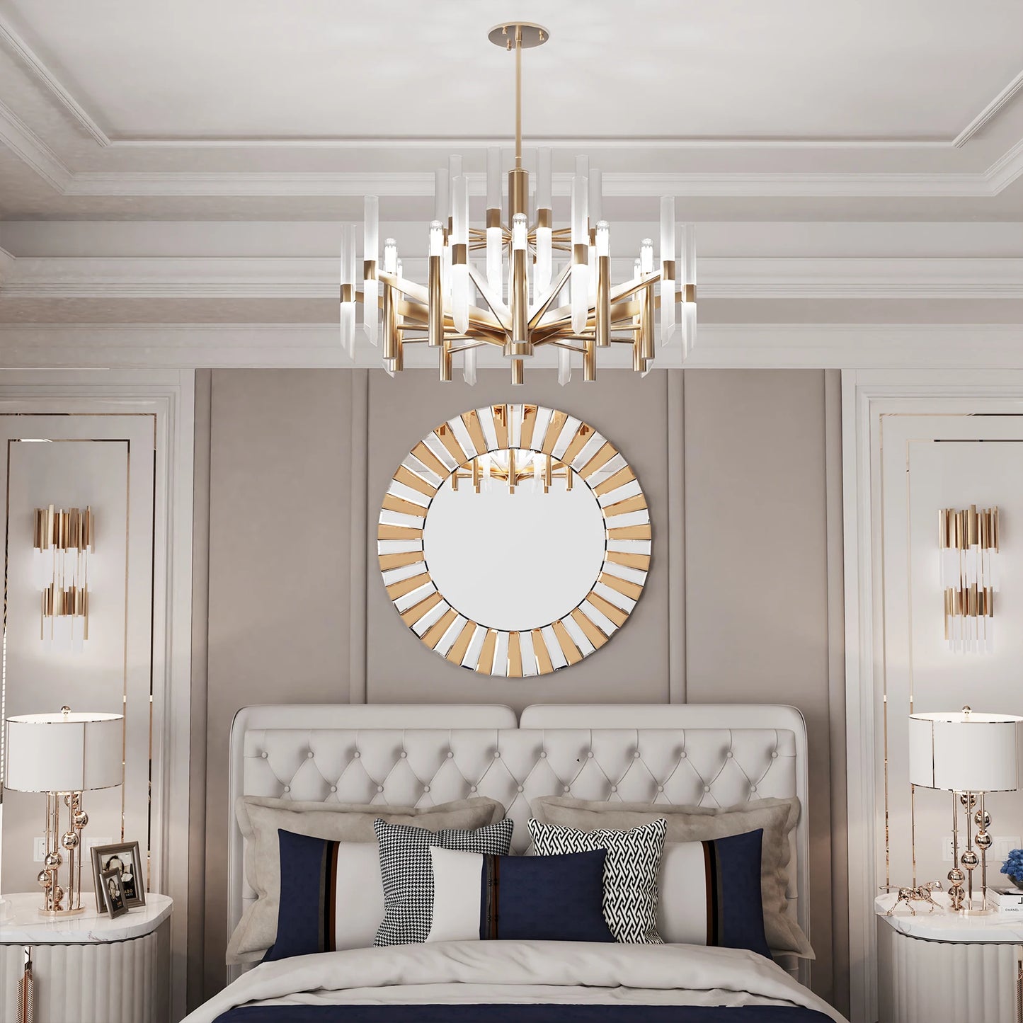 ML Enthusiasm Decorative Wall Accent Mirror Round Starburst Venetian Mirror for Entrance Hallway Bathroom