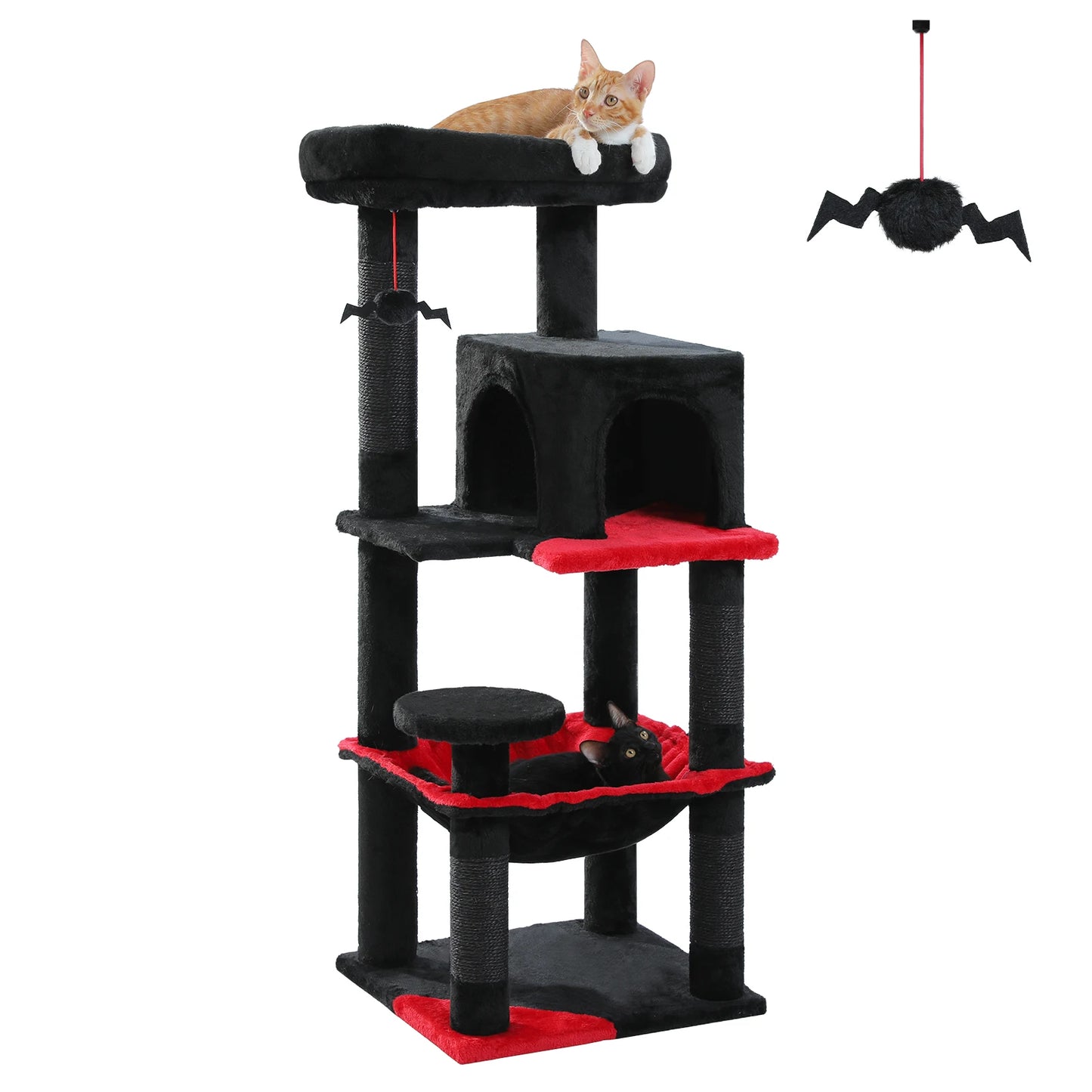 Gothic Cat Tree Tower for Indoor Cats Five Levels with Cozy Condo and Hammock