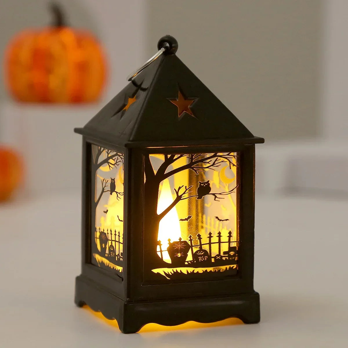 Halloween Storm Lantern LED Pumpkin Lamp Night Light