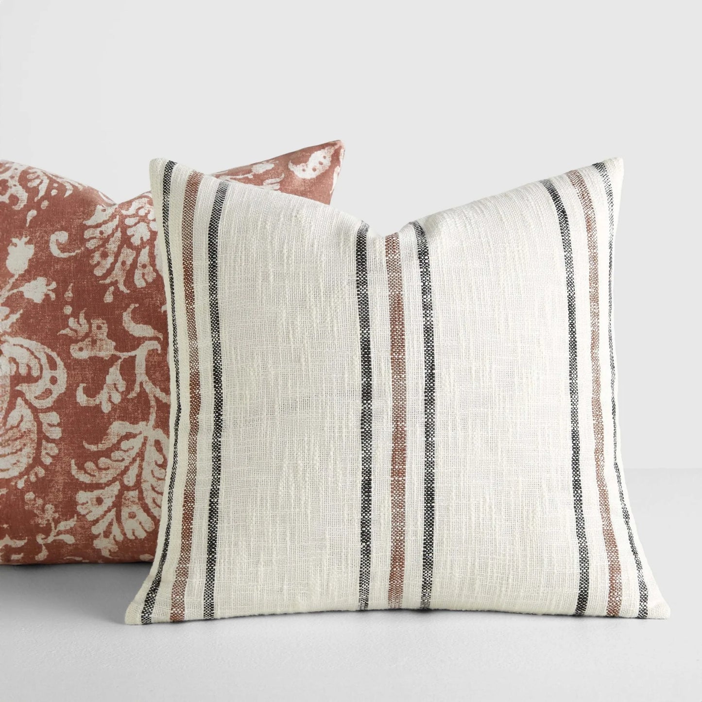 2 Pack Decorative Throw Pillows Floral Terracotta Cotton Square 100 Percent Cotton Fill
