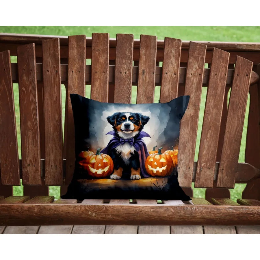 Bernese Mountain Dog Puppy Halloween Throw Pillow Washable