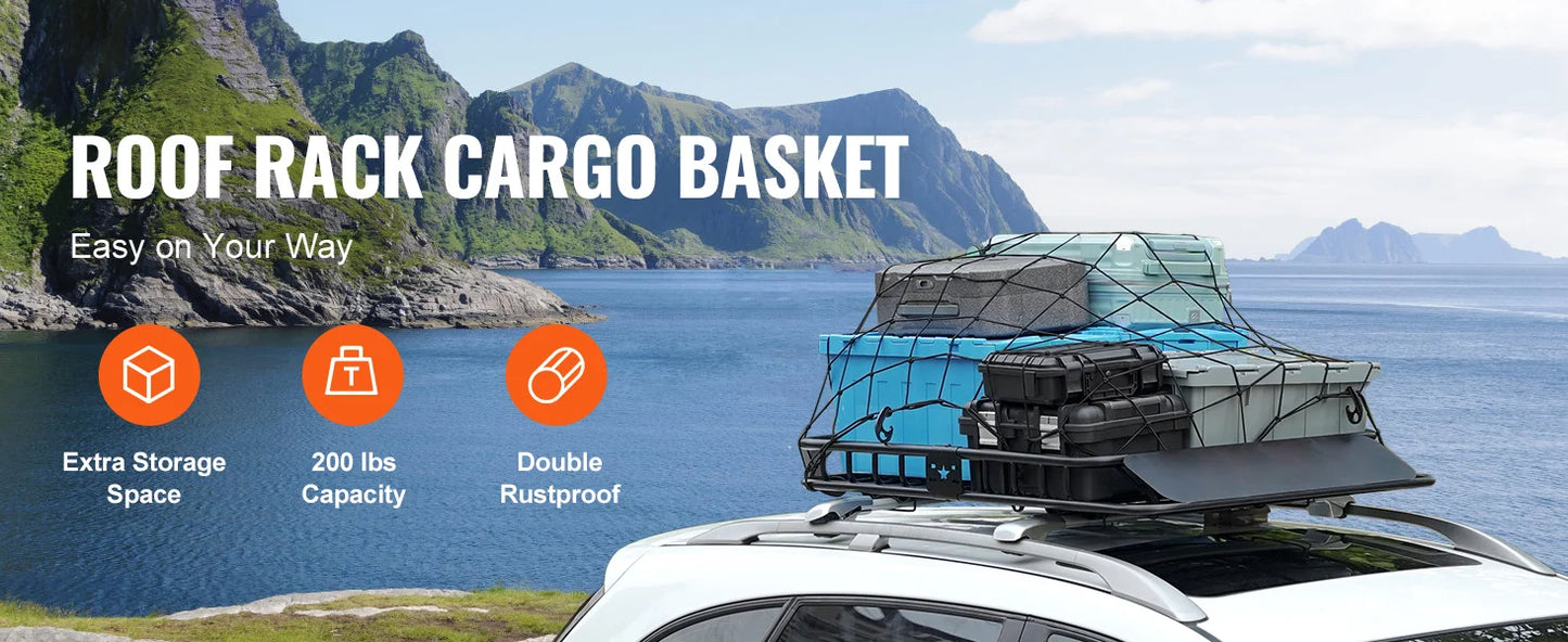 SucceBuy Rooftop Cargo Basket 46x36x4.5 Carrier 200Lbs