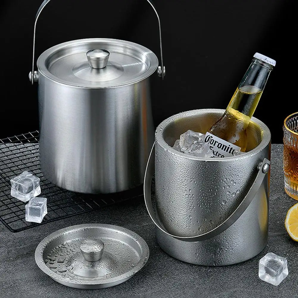 Double Wall Stainless Steel Insulated Ice Bucket With Lid