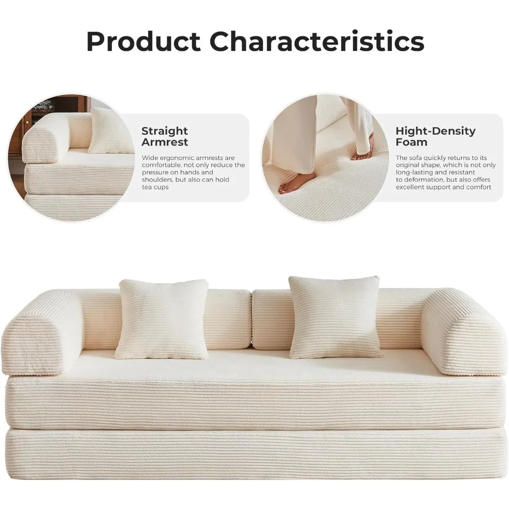 DAFIFY Corduroy 79 Inch Modular Sofa Bed With Fixed Frame