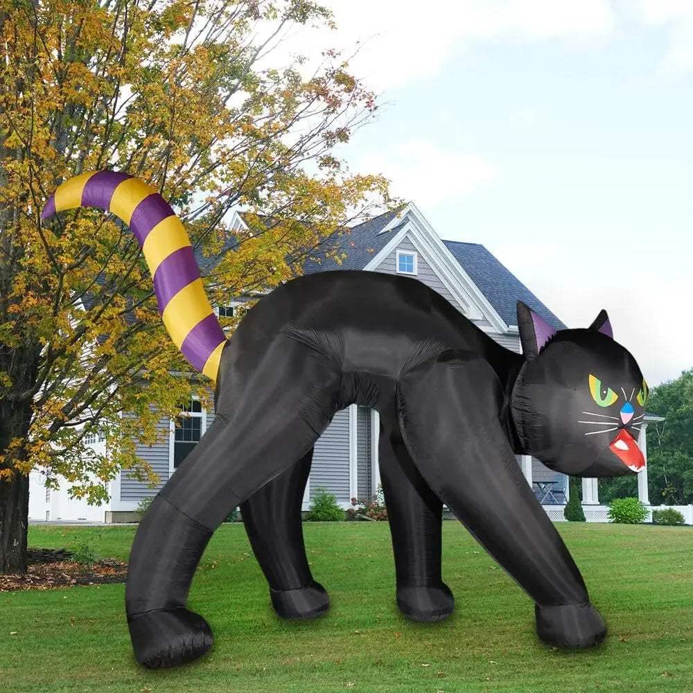 20ft Black Cat Halloween Inflatable With Lights Decor