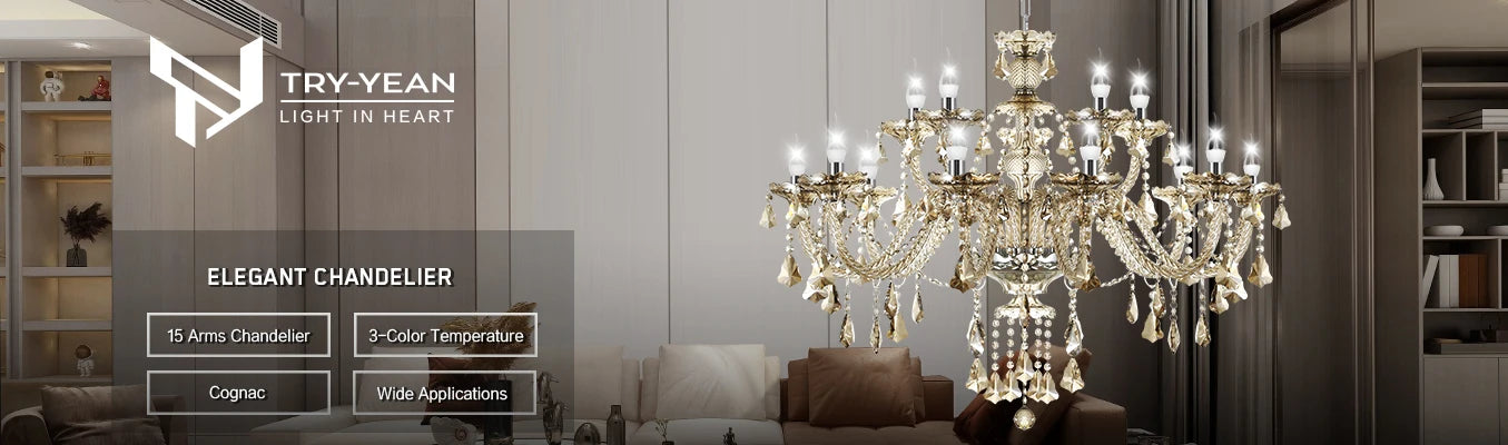 15 Arms Crystal Chandelier Pendant Lighting E14 Modern K9 Glass Fixture for Bedroom Living Room Corridor Hall