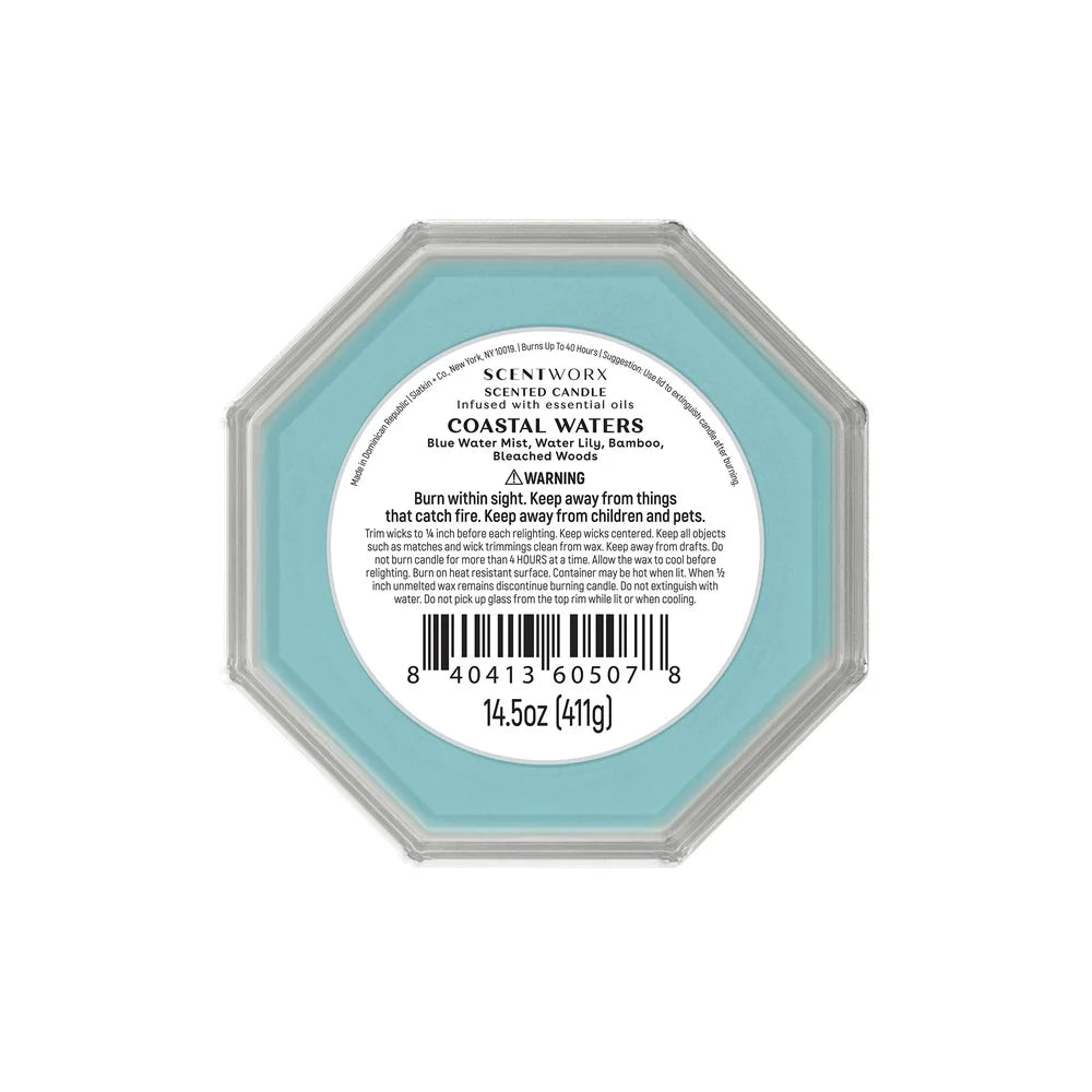 Coastal Waters Scented 3 Wick Jar Container Candle Relaxing